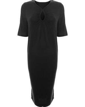 Whistles Short Sleeve Midi T-Shirt Dress With Keyhold - Black