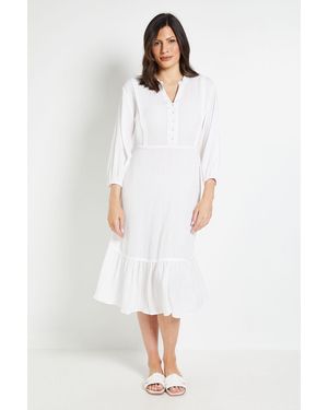 Wallis Cheesecloth Button Midi Dress - White