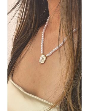 SVNX French Camellia Pearl Necklace - Brown