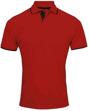 PREMIER Coolchecker Contrast Pique Polo Shirt - Red
