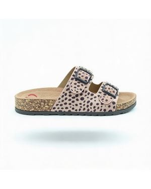Heavenly Feet Harmony2 Print Cheetah Mules Sandals Dusty - White