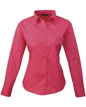 PREMIER Ladies Poplin Long-Sleeved Blouse (Hot) - Red