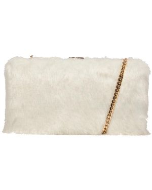 Claudia Canova Faux Fur Clutch Bag & Chain - Natural