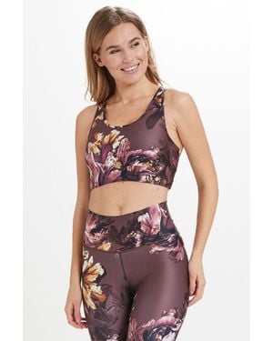 Sosandar France Floral Racerback Sports Bra - Purple