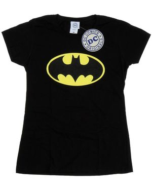 Dc Comics Ladies Batman Logo Cotton T-Shirt - Black