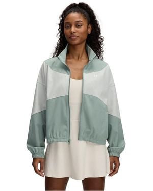 Under Armour Colour Block Patterned Ua Rival Rain Jacket - Blue