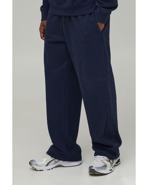 BoohooMAN Straight Leg Premium 480Gsm Washed Jogger - Blue