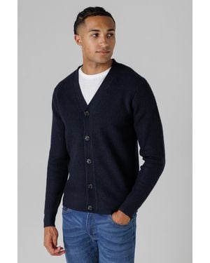 Kensington Eastside Waffle Knit V-Neck Cardigan - Blue