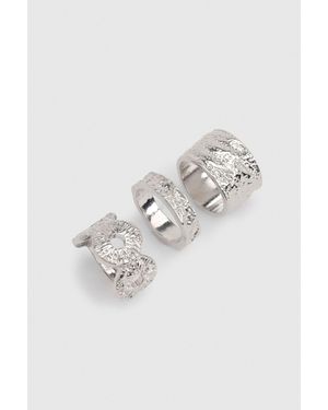 Boohoo Hammered Chunky Rings 3 Pack - Metallic