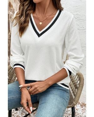 Azura Exchange Vneck Long Sleeve Top - Grey