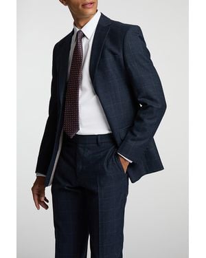 Alexandre Silver Label Of England Tailored Fit Overcheck Jacket - Blue