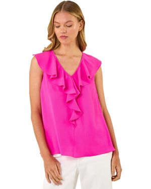 Roman Ruffle V-Neck Vest Top - Pink
