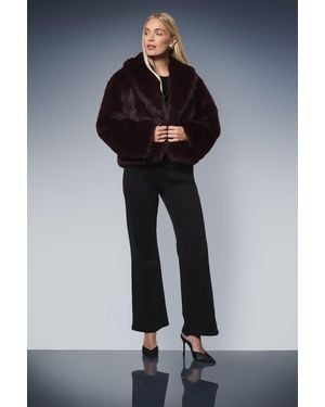 Wallis Petite Faux Fur Edge To Jacket - Blue