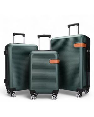 Infinity Leather Hardshell Emerald Cabin Suitcase Robust Abs Lightweight Luggage Holiday Bag - Green
