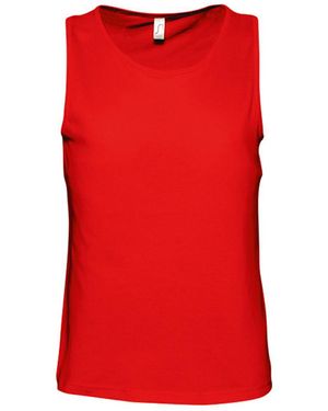 Sol's Justin Sleeveless Tank / Vest Top () Cotton - Red