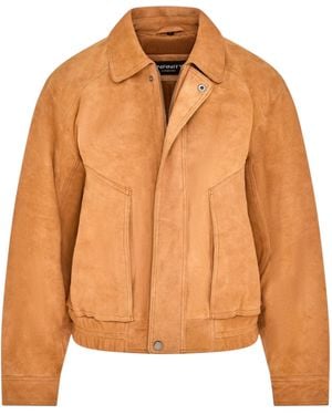 Infinity Leather Biker Bomber Oversized Jacket - Orange