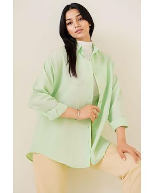 Bigdart Relaxed Fit Poplin Shirt With Button Closure - Green