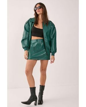 Nasty Gal Textured Faux Leather Pocket Detail Mini Skirt - Green