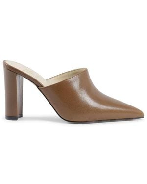 19V69 Italia by Versace Leather High-Heel Mule Sandal - Brown