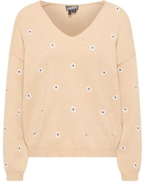 Dreimaster Gebreide Trui Dames Beige - Naturel