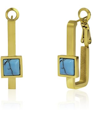The Jewellery Stockroom Plated Stainless Steel Rectangle Hoop Earrings - Metallic