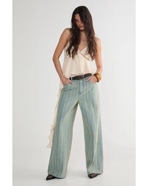 Nasty Gal Frayed Hem Straight Leg Denim Jeans - Blue