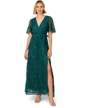 Adrianna Papell Embroidered Ankle Dress - Green