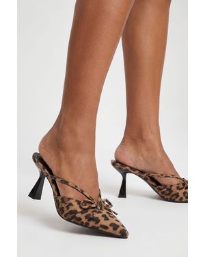 Boohoo Faux Suede Print Court Heeled Mules - Brown