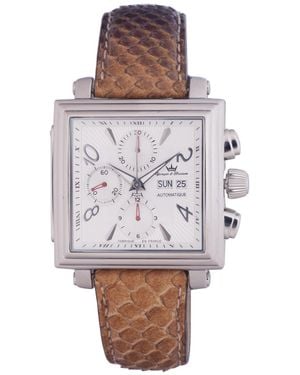 Yonger Leather Band With Dial Watch - Grey