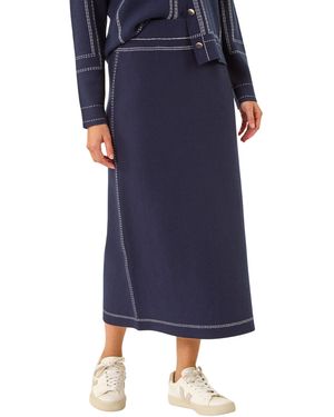 D.u.s.k Contrast Stitch Buttoned Skirt - Blue