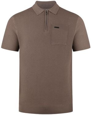 Luke 1977 Swell Knitted Zip Polo - Brown