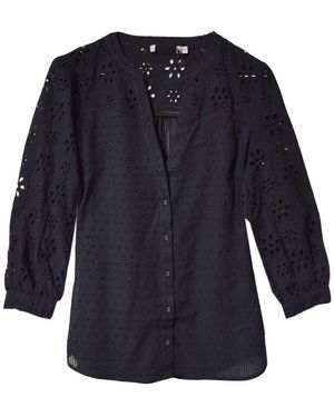 Oasis Broderie Dobby Blouse - Blue