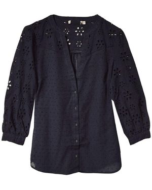 Oasis Broderie Dobby Blouse - Blue