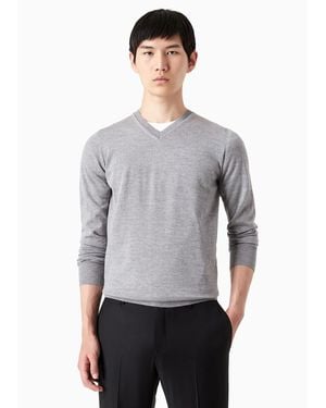 Emporio Armani Men's V-neck Sweatshirt In Grey - Grijs