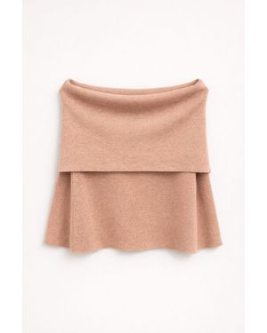 MixRay Oversized Ribbed Knitwear Blouse With Madonna Collar - Pink