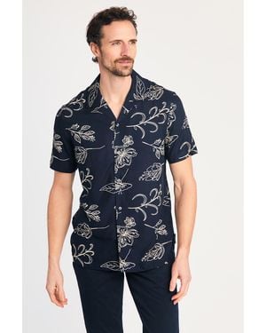 French Connection Floral Print Short Sleeve Shirt - Blue