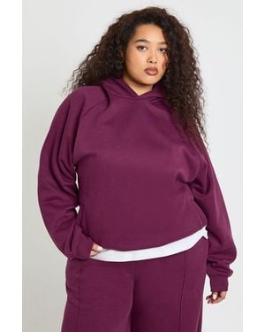 Boohoo Plus Core Basic Raglan Seam Oversized Hoodie - Purple