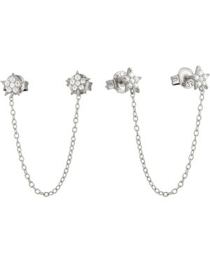 SEOL + GOLD Sterling Cz Star Chain Studs - White