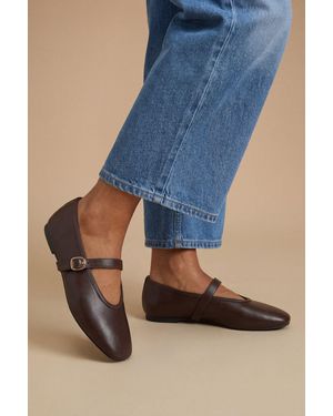 Oasis Mia Faux Leather Mary Jane Ballet Flats - Blue
