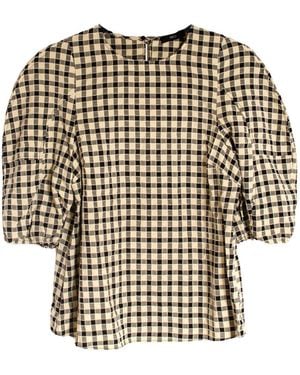 M&CO. Check Puff Sleeve Top - Black