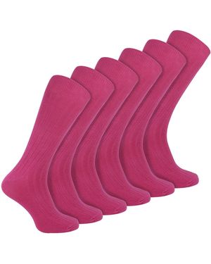 Sock Snob Plain Coloured Cotton Rich Ribbed Dress Socks - Purple