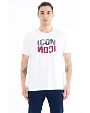 TOMMY LIFE Printed Crew Neck T-Shirt With Patch - White