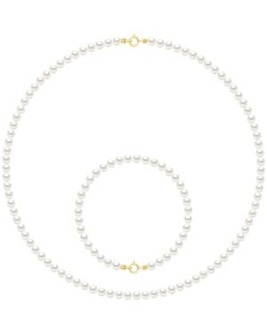 Ateliers Saint Germain Set Necklace Bracelet Is Made Up Of Of Real Cultured Freshwater Pearls Round 4-5 Mm - White