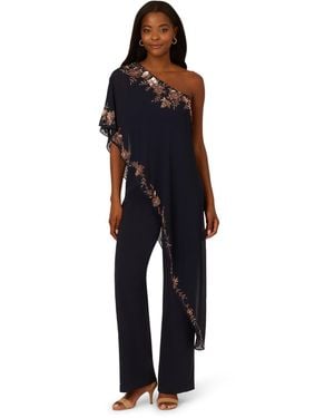 Adrianna Papell One Shoulder Overlay Jumpsuit - Blue