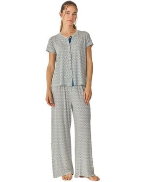 J&j Brothers Summer Pyjamas With Flowy Long Trousers Jjb28 - Grey