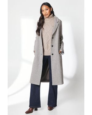 PRINCIPLES Single Breasted Check Longline Coat - Grey