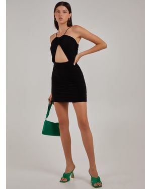 Pink Vanilla Wrap Over Strappy Dress - Black