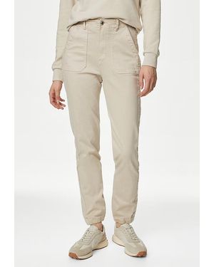 Marks & Spencer M&S Collection Ladies Cotton Blend Slim Fit Ankle Grazer Joggers - Natural