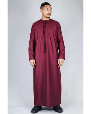 Thobez Thobe Emirati Islamic Jubba Robe Eid Tassel Regular Fit - Red