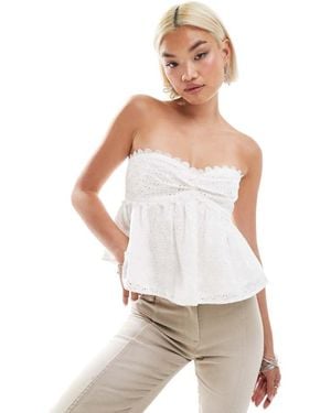 Labelrail X Olivia Grace Herring Broderie Bandeau Smock Top - White
